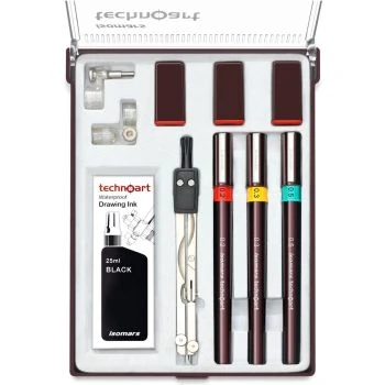 ENSEMBLE STYLO A DESSIN TECHNIQUE DE 03 PCS "ISOMARS" REF: SET03