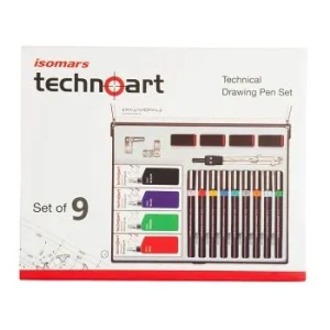 ENSEMBLE STYLO A DESSIN TECHNIQUE DE 09 PCS "ISOMARS" REF: SET09