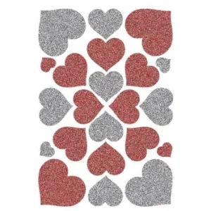 ETIQUETTES MAGIC COEURS ROUGE & ARGENTES "HERMA" REF: 6387