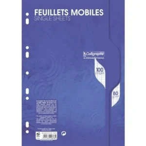 FEUILLETS MOBILES CALLIGRAPHE 100P A4 80G SEYES S/FILM BLANC "CALLIGRAPHE" REF:2376C