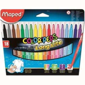 FEUTRE COLOR'PEPS LONG LIFE LONG LIFE 18 COULEURS "MAPED" REF: 845021