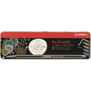 FEUTRE PEN 68 METALLIC BOITE EN METAL DE 6 PCS "STABILO" REF:6806/8-32