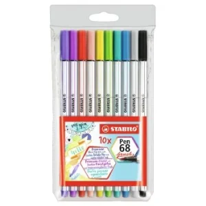 FEUTRE PINCEAU PEN 68 BRUSH EN POCHETTE DE 10 PCS STABILO REF: 568/10-11