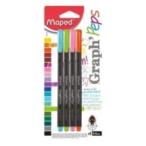 FEUTRE POINTE FINE 0.4 GRAPH PEPS SOUS BLISTER 4 PIECES "MAPED" REF: 749143