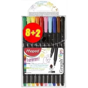 FEUTRE POINTE FINE 0.4mm POCHETTE DE 10 COULEURS "MAPED" REF: 749159