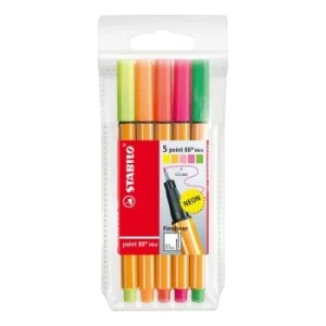 FEUTRE POINTE FINE POINT 88 MINI NEON EN POCHETTE DE 05 PCS "STABILO" REF:68805-1