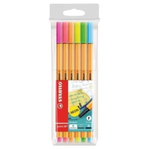 FEUTRE POINTE FINE POINT 88 NEON EN POCHETTE DE 6 PCS "STABILO" REF:88/6-1