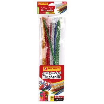 FIL CHENILLE SOUS BLISTER DE 30 PIECES "TECHNO"