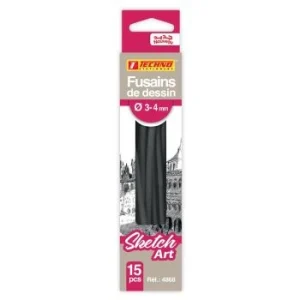 FUSAINS DE DESSIN 3-4mm_BOITES 15 PCS "TECHNO" REF: 4868