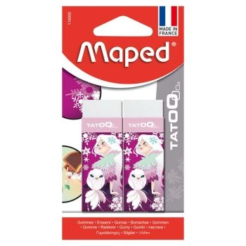 GOMME ECOLIER TATOO 02 PCS SOUS BLISTER PRINCESS "MAPED" REF: 116000