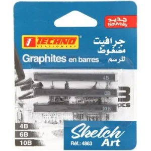 GRAPHITES EN BARRES CARTE 3 PCS_ 4B_6B_10B "TECHNO" REF: 4863