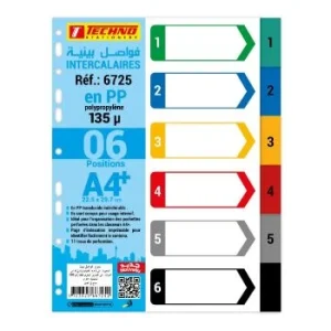 INTERCALAIRE EN PP A4 NUMERIQUE 1-6 "TECHNO" REF: 6725