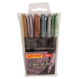 MARQUEUR DE COLORIAGE COULEURS METALIQUES POCHETTE DE 6 "TECHNO" REF: 4559