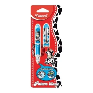 MINI STYLO A PLUME VACHE POIVRE BLANC SOUS BLISTER BLEU "MAPED" REF: 622030