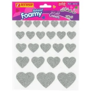 MOUSSE ADHESIVE COEUR ARGENTE "TECHNO" REF:4614