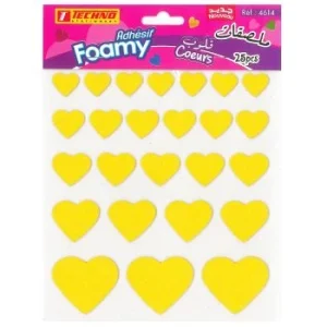MOUSSE ADHESIVE COEUR JAUNE "TECHNO" REF:4614