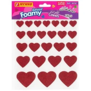 MOUSSE ADHESIVE COEUR ROUGE "TECHNO" REF:4614