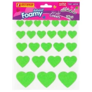 MOUSSE ADHESIVE COEUR VERT "TECHNO" REF:4614