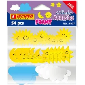 MOUSSE ADHESIVE SOLEILS ETOILES NUAGES "TECHNO" REF: 5037