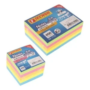 NOTES ADHESIVES 400F 5 COULEURS FLUORESCENTES STICK-IT "TECHNO"