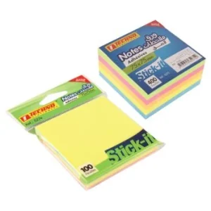 NOTES ADHESIVES 75 x 75 mm 5 COULEURS FLUORESCENTES STICK-IT "TECHNO"