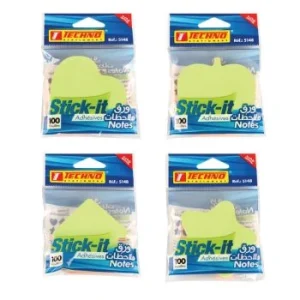 NOTES ADHESIVES FORMES FANTAISIE 100F COULEURS FLUORESCENTES STICK-IT "TECHNO" REF: 5148