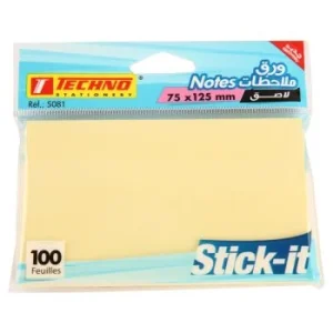 NOTES ADHESIVES JAUNE PASTEL 100F 75x125mm STICK-IT "TECHNO" REF: 5081