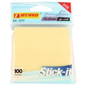 NOTES ADHESIVES JAUNE PASTEL 100F 75x75mm STICK-IT "TECHNO" REF: 5079