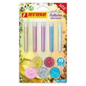 PAILLETTES DECORATIVES JEUX 10 ELEMENTS "TECHNO" REF: 5057