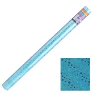 PAPIER ADHESIF PAILLETE COEURS EN ROULEAU 45 x 200 cm BLEU VERT "TECHNO" REF: 4978