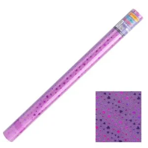 PAPIER ADHESIF PAILLETE COEURS EN ROULEAU 45 x 200 cm VIOLET "TECHNO" REF: 4978