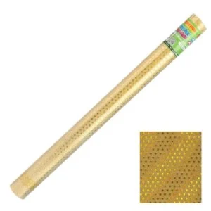 PAPIER ADHESIF PAILLETE POINTS EN ROULEAU 45 x 200 cm DORE "TECHNO" REF: 4977