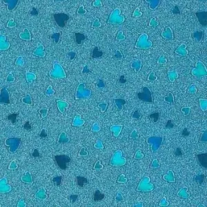 PAPIER CADEAU PAILLETE COEURS 50 x 70 cm PQT 20 FEUILLES BLEU VERT "TECHNO" REF: 4973