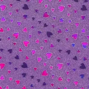 PAPIER CADEAU PAILLETE COEURS 50 x 70 cm PQT 20 FEUILLES VIOLET "TECHNO" REF: 4973
