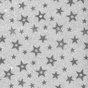 PAPIER CADEAU PAILLETE ETOILES 50 x 70 cm PQT 20 FEUILLES ARGENTE "TECHNO" REF: 4971