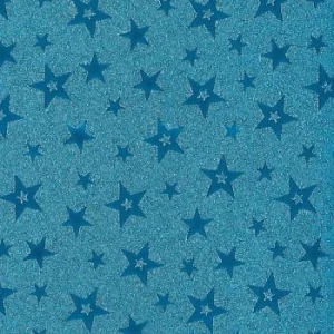 PAPIER CADEAU PAILLETE ETOILES 50 x 70 cm PQT 20 FEUILLES BLEU VERT "TECHNO" REF: 4971