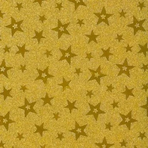 PAPIER CADEAU PAILLETE ETOILES 50 x 70 cm PQT 20 FEUILLES DORE "TECHNO" REF: 4971