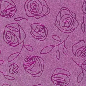 PAPIER CADEAU PAILLETE FLEURS 50 x 70 cm PQT 20 FEUILLES ROSE "TECHNO" REF: 4974