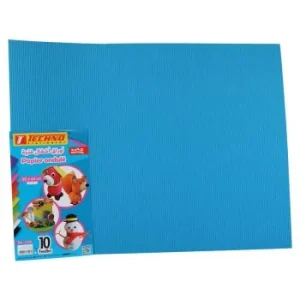 PAPIER ONDULE 50x65CM 160G PAQUET 10 FEUILLES BLEU CLAIRE "TECHNO" REF: 5528