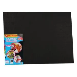 PAPIER ONDULE 50x65CM 160G PAQUET 10 FEUILLES NOIR "TECHNO" REF: 5525