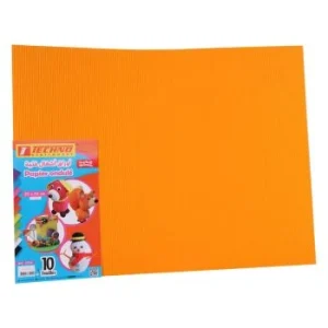 PAPIER ONDULE 50x65CM 160G PAQUET 10 FEUILLES ORANGE "TECHNO" REF: 5524