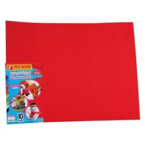 PAPIER ONDULE 50x65CM 160G PAQUET 10 FEUILLES ROUGE "TECHNO" REF: 5532