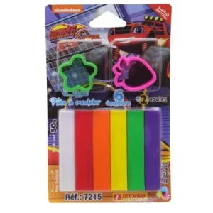 PATE A MODELER 06 COULEURS AVEC 2 MOULES SOUS BLISTER LICENCE BLAZE "TECHNO" REF: 7215