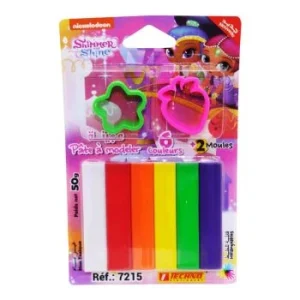PATE A MODELER 06 COULEURS AVEC 2 MOULES SOUS BLISTER LICENCE SHIMMER SHINE "TECHNO" REF: 7215