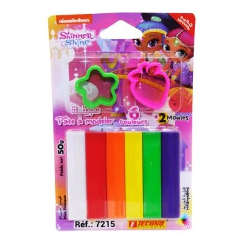 PATE A MODELER 06 COULEURS AVEC 2 MOULES SOUS BLISTER LICENCE SHIMMER SHINE "TECHNO" REF: 7215