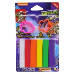 PATE A MODELER 06 COULEURS AVEC 2 MOULES SOUS BLISTER LICENCE TURTULES NINJA "TECHNO" REF: 7215