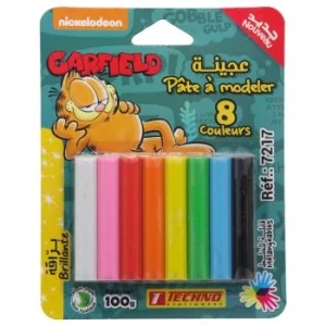 PATE A MODELER 8 COULEURS GLITTER SOUS BLISTER LICENCE GARFIELD "TECHNO" REF: 7217