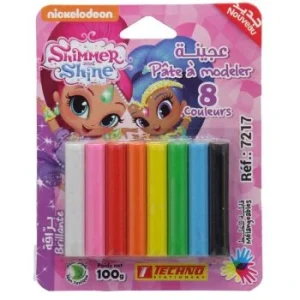 PATE A MODELER 8 COULEURS GLITTER SOUS BLISTER LICENCE SHIMMER SHINE "TECHNO" REF: 7217
