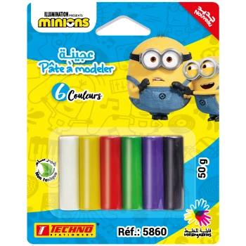 PATE A MODELER DE 06 COULEURS LICENCE MINIONS "TECHNO" REF: 5860