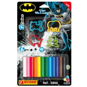 PATE A MODELER DE 12 COULEURS AVEC 4 MOULES ET 6 YEUX LICENCE BATMAN "TECHNO" REF: 5866